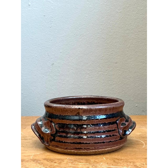 Contemporary Vintage Striped Ceramic Pottery Bowl For Sale - Image 3 of 11