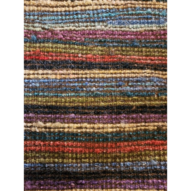 Hand-Knotted Afghan Ethnic Runner Rug with Multicolor Stripes, 2010s For Sale - Image 10 of 11