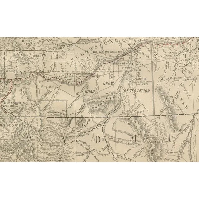 Late 19th Century Map of Montana Railroads, Indian Reservations and Frontier Settlements, 1888 For Sale - Image 5 of 10