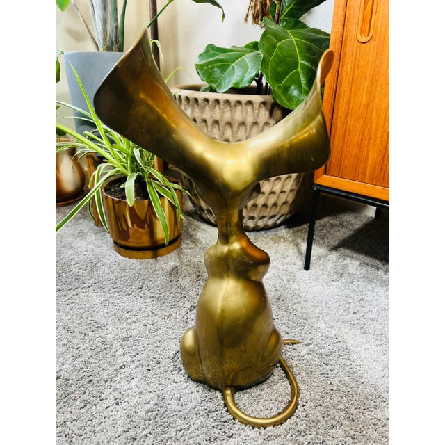 Mid Century Vintage Large Brass Mouse Shrew For Sale - Image 4 of 10