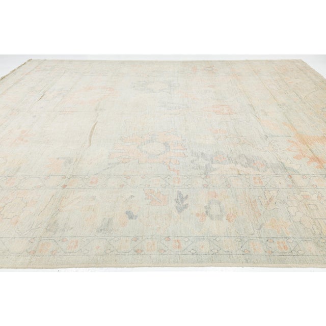 Gray Soft Pastel Modern Oushak Style Hand-Knotted Wool Area Rug 12x15 For Sale - Image 8 of 11