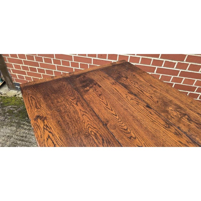 Refrectory Kitchen Farmhouse Oak Dining Table, 1920 For Sale - Image 9 of 18