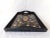 Wood Vintage Hand Painted Black Lacquer Floral Wood Serving Tray With Handles For Sale - Image 7 of 10