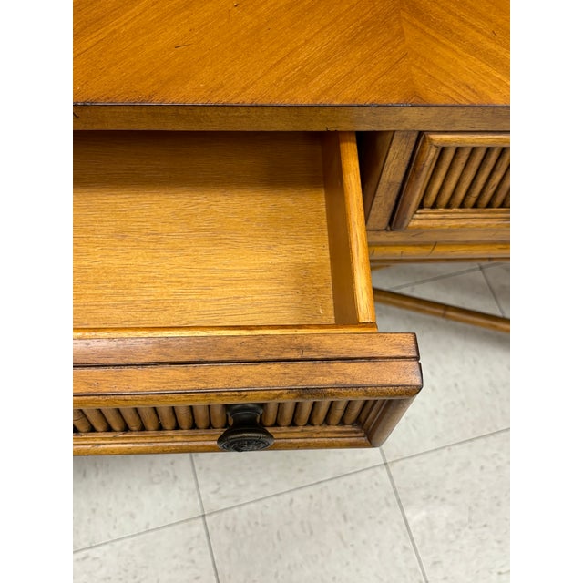 2010s Tommy Bahama Rattan Console Table For Sale - Image 5 of 11