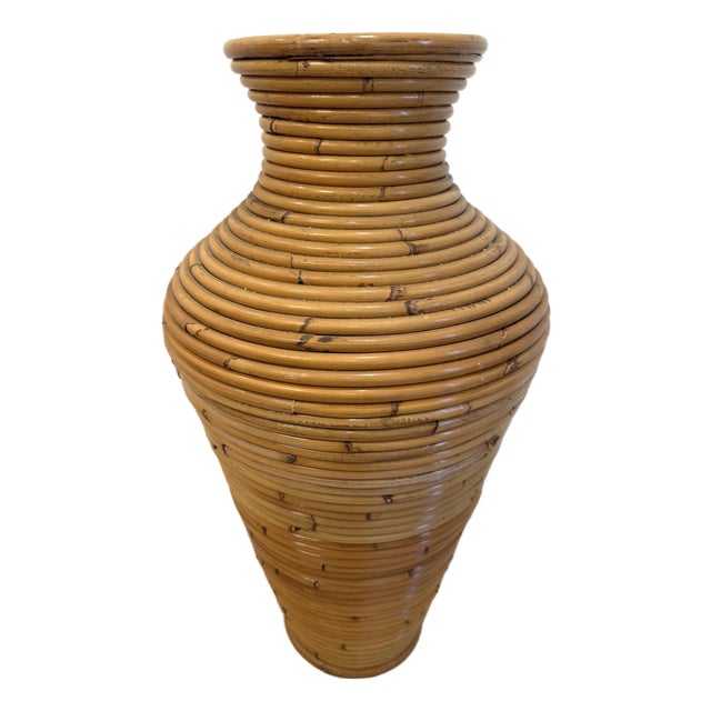 Vintage Large Rattan Umbrella Stand For Sale