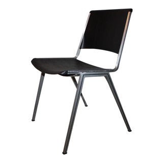 1960s Mid Century Modern Steelcase Stackable Black Plastic Backed Chair For Sale