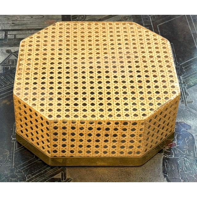 Tan Vintage Dior Large Lucite Brass Caning Tray For Sale - Image 8 of 9