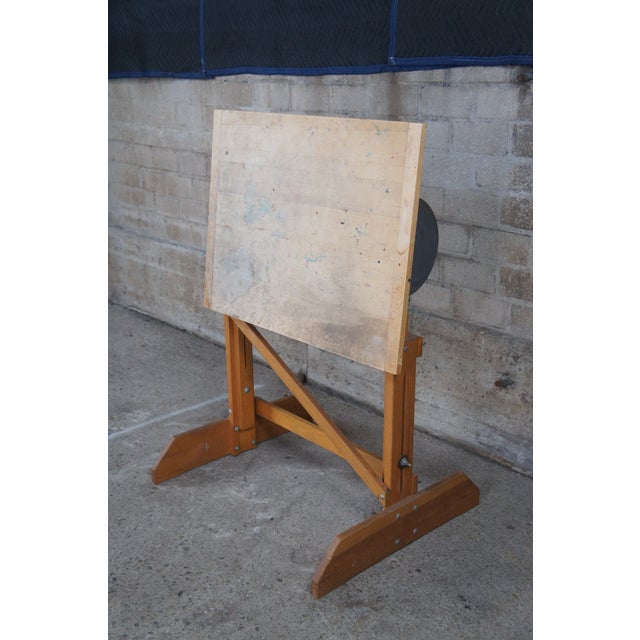 Mid 20th Century H.E. Smith Company Oak Adjustable Trestle Base