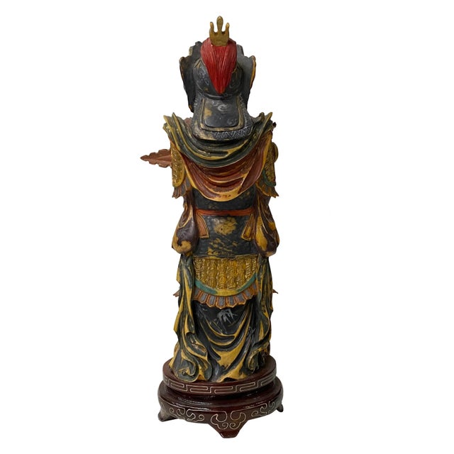 Figurative Chinese Resin Home Guardian Skanda Wei Tuo Idaten Figure For Sale - Image 3 of 6
