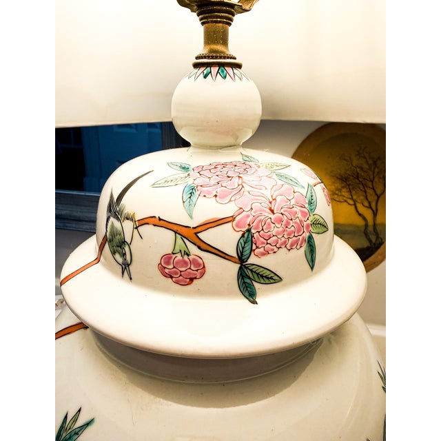 Mid 20th Century Chinoiserie Floral Porcelain Vase Table Lamp. For Sale - Image 10 of 10
