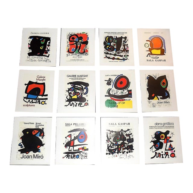 Vintage Mid 20th C. Modern Joan Miro Abstract Lithographs - Set of 12 For Sale