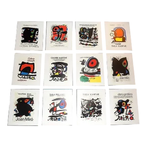 Vintage Mid 20th C. Modern Joan Miro Abstract Lithographs - Set of 12