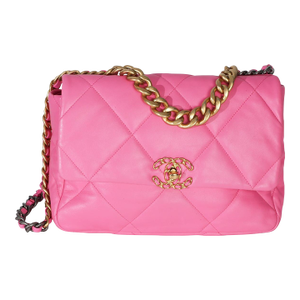 Pink Quilted Lambskin Large Chanel 19 Flap Bag