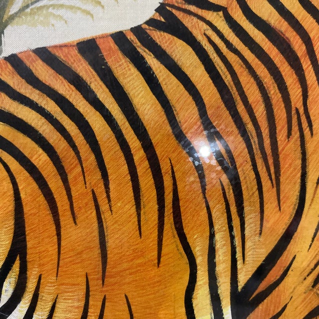 Nature 20th C. Burlwood Framed Tiger Painting For Sale - Image 4 of 8