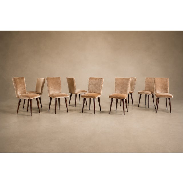 Set of 12 Brazilian Rosewood and Mohair Dining Chairs, Including Two Head Chairs, 1960s For Sale - Image 16 of 18