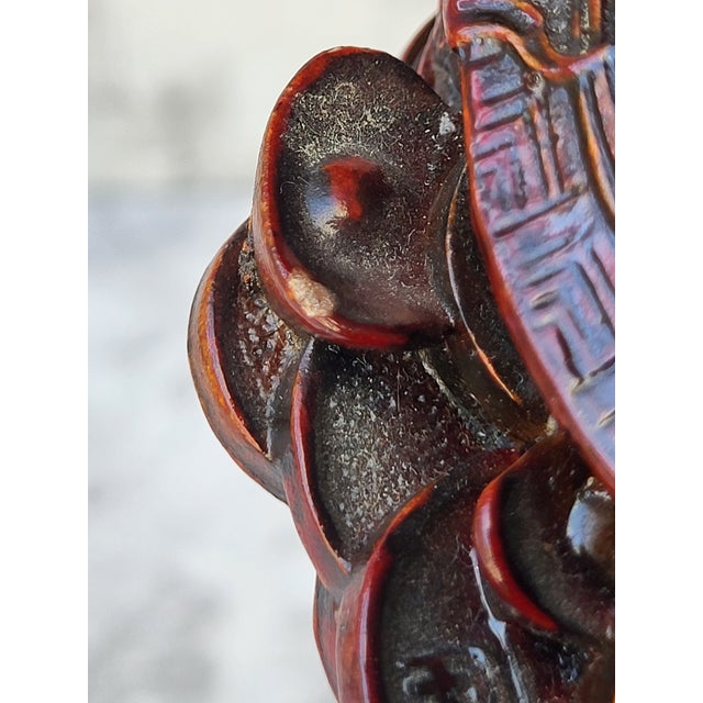 Wood 1960s Red Boxwood Japanese Netsuke Dragon and Turtle For Sale - Image 7 of 11