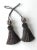 Contemporary Pair of Ash Gray and Stone Colored Beaded Key Tassels - H 4.75" For Sale - Image 3 of 12
