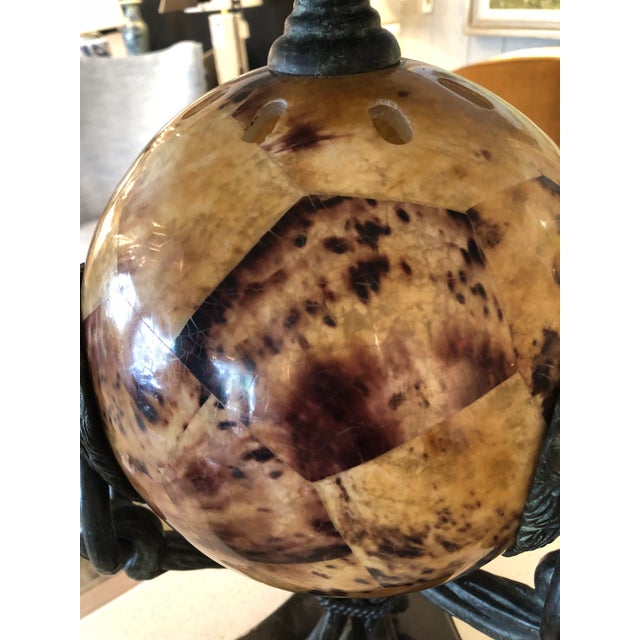 Maitland Smith Bronze Table Lamps With Illuminated Orbs- a Pair For Sale - Image 11 of 12