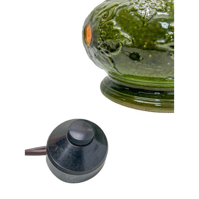 Green West German Green Fat Lava Ceramic Table Lamp, 1960s For Sale - Image 8 of 10