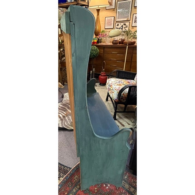 Mid 20th Century Vintage Wood Settle Bench For Sale - Image 5 of 7