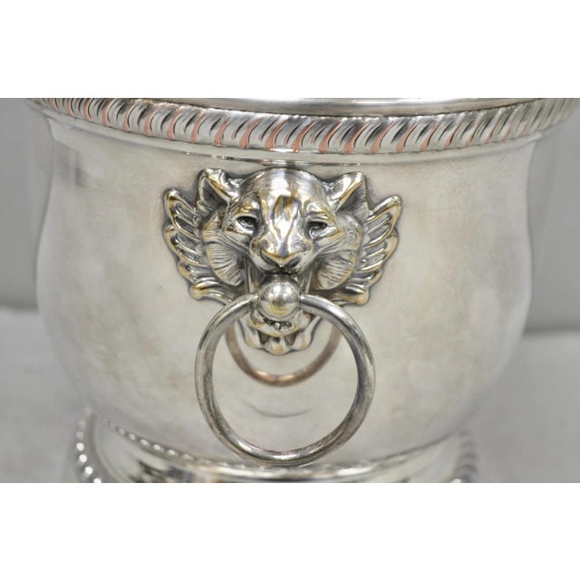 Traditional Mid 20th Century Poole English Regency Silver Plated Lion Head Champagne Chiller Ice Bucket For Sale - Image 3 of 17