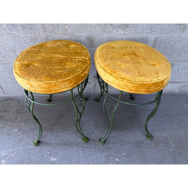 A Pair of Vintage Mid-Century Modern Wrought Iron Bench / Foot Stools. Circa 1960s For Sale - Image 11 of 18