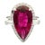 18k White Gold 5.33 Carat Weight Rubelite & Diamond Halo Ring, Size 7.75 For Sale