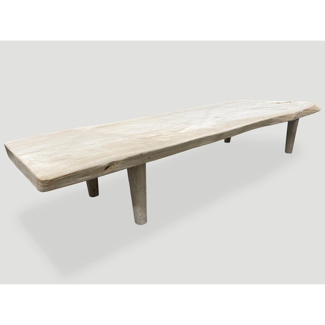 Andrianna Shamaris Minimalist Bleached Teak Wood Coffee Table or Bench For Sale - Image 11 of 18