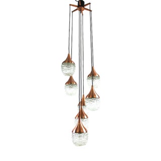 Cascade 7-Light Pendant with Glass Shades, 1960s For Sale