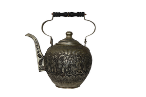 Large Copper Tea Pot with Engraving, 1940s
