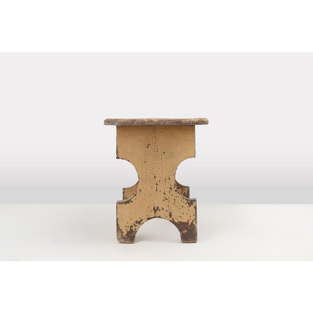 Rustic Low Stool in Painted Wood, France, 1900 For Sale - Image 5 of 12