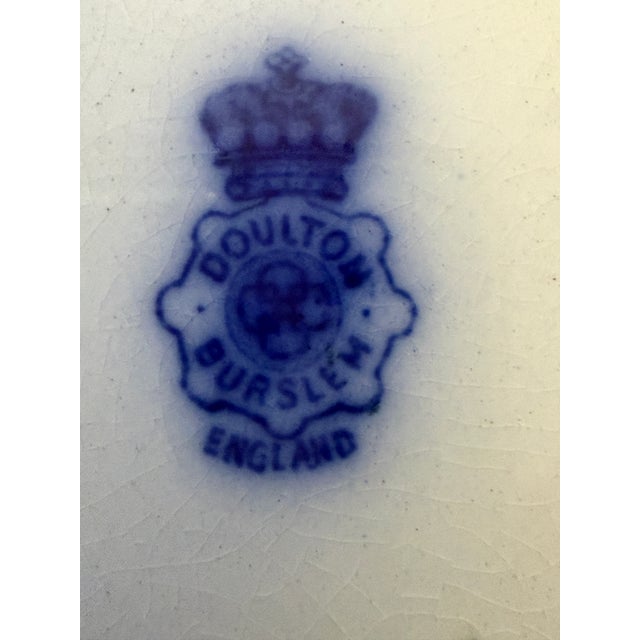 English Vintage Doulton Burslem England Flow Blue Plate For Sale - Image 3 of 3