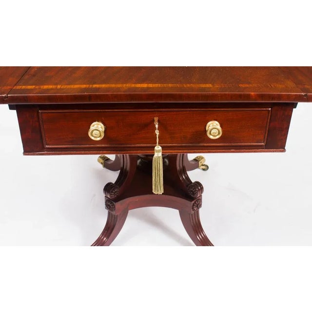 Wood Antique Regency George III Pembroke Table and Chairs, 1800s, Set of 7 For Sale - Image 7 of 18