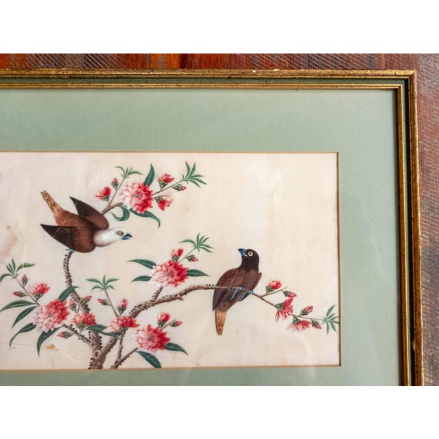 Late 19th Century 19th or 20th Century Chinese Watercolor Pith Paper Painting of Birds Arguing For Sale - Image 5 of 16