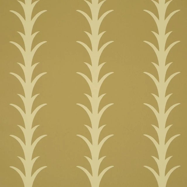 SAMPLE - Schumacher x Celerie Kemble Acanthus Stripe Wallpaper In Anis On Chartreuse For Sale