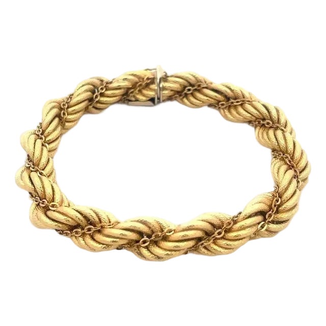 18k Ladies Rope Bracelet With Twisted chain For Sale