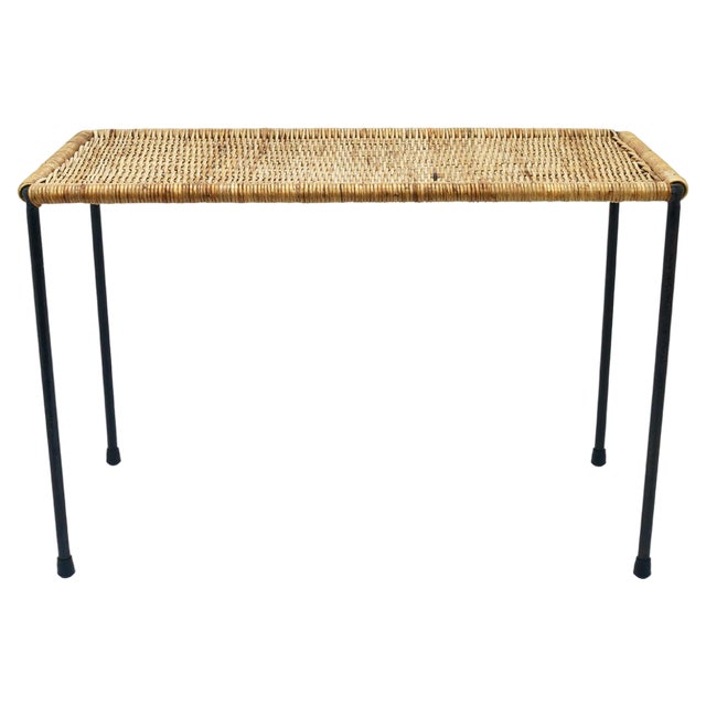 Long Side Table in Rattan & Wicker attributed to Carl Auböck, Austria, 1950s For Sale