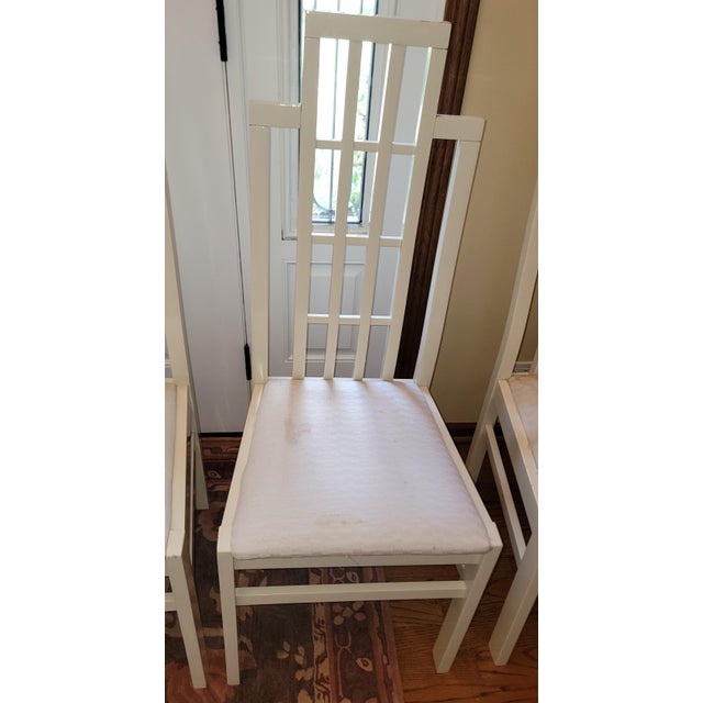 Modern 1970s Abel Gonzalez White Lacquer Modern Tall Back Dining Room Chairs For Sale - Image 3 of 18