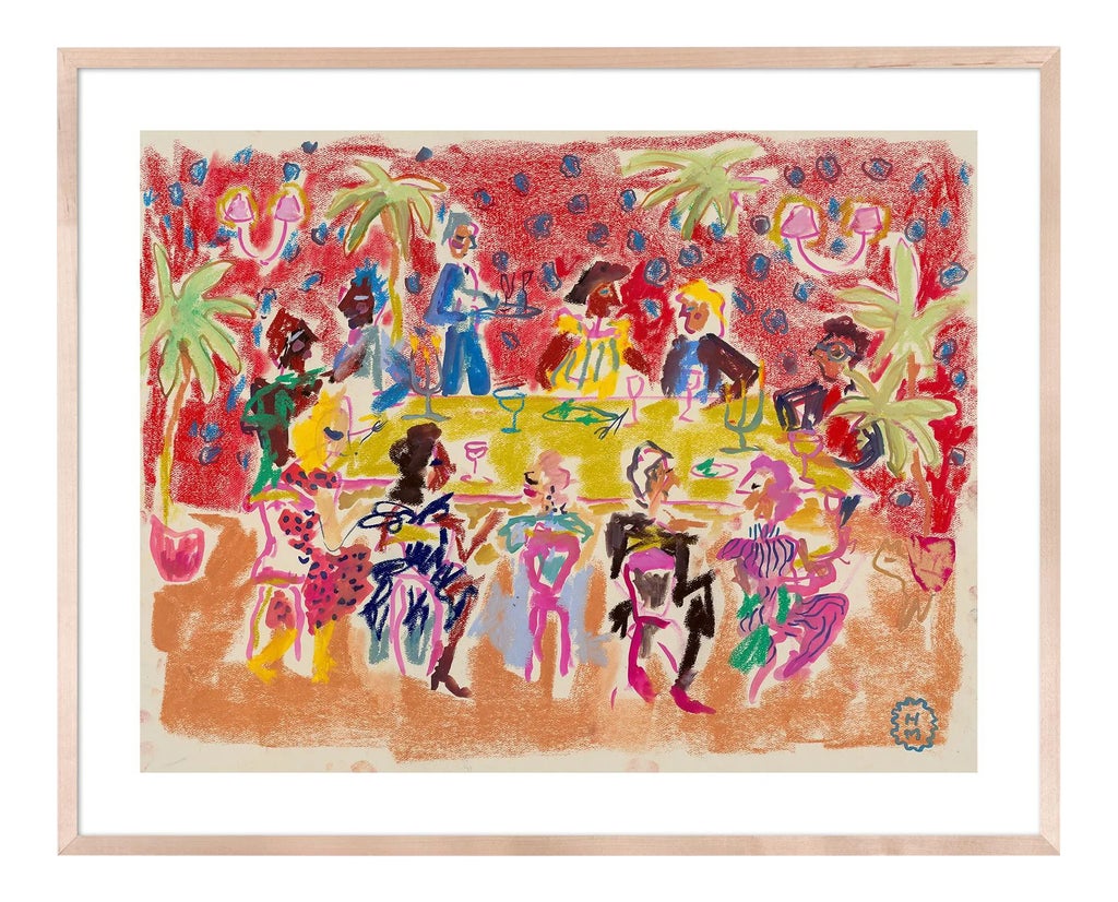 At a Dinner Party by Happy Menocal in Natural Maple Frame, Small