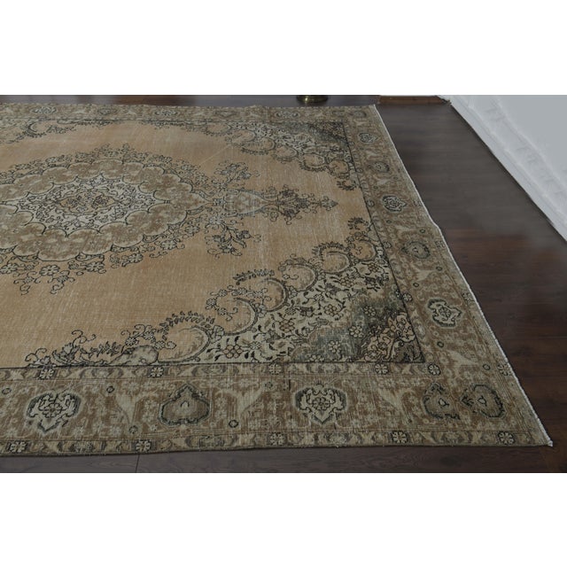 Textile 1970s Vintage Persian Handmade Wool Cotton Orange Area Rug For Sale - Image 7 of 11