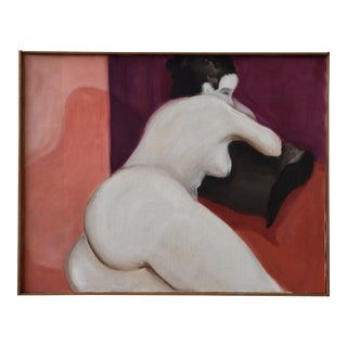 Vintage Vibrant Nude in Repose Painting, Circa 1970s-80s For Sale