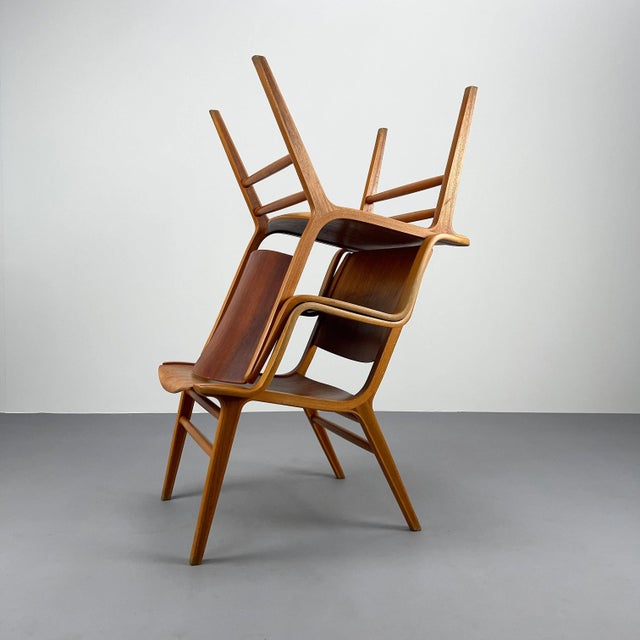 Mid-Century Modern HM11 AX Chairs by Peter Hvidt & Orla Mølgaard-Nielsen for Fritz Hansen, Denmark, 1960s, Set of 2 For Sale - Image 3 of 14