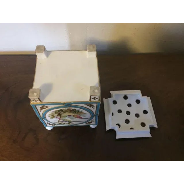 Antique 19th c. English Minton porcelain bough pot vase with pierced cover. An orange tub with gilt finials and raised...