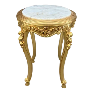 Marble Top Gold Leaf Accent Table