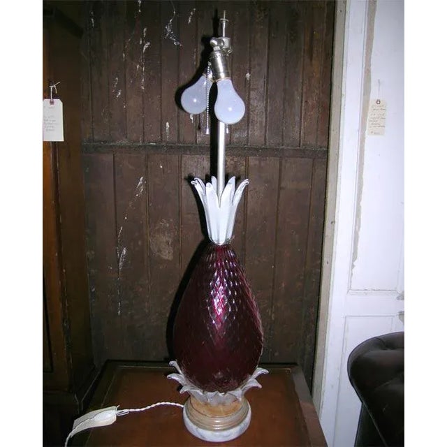 Murano 1950s Vintage Venetian Murano Glass Pineapple Lamp For Sale - Image 4 of 17
