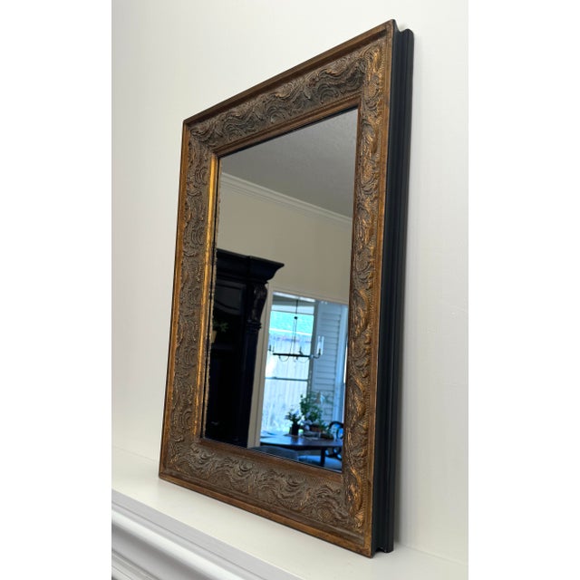 Baroque Revival Black, Bronze & Gold Solid Wood Wall Mirror For Sale - Image 11 of 12