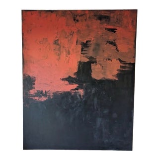 Large Abstract Mixed Media Painting in Red & Black by Kathyrn Henneman, 60” X 48” For Sale