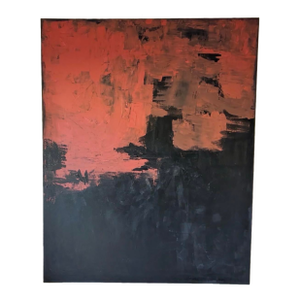 Large Abstract Mixed Media Painting in Red & Black by Kathyrn Henneman, 60” X 48”