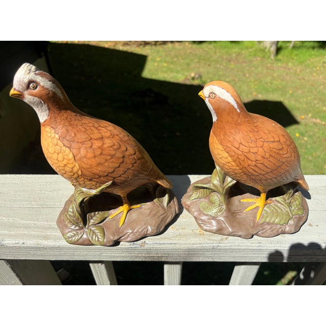 1970s Pair of Glazed Ceramic Bobwhite Quail For Sale - Image 5 of 12