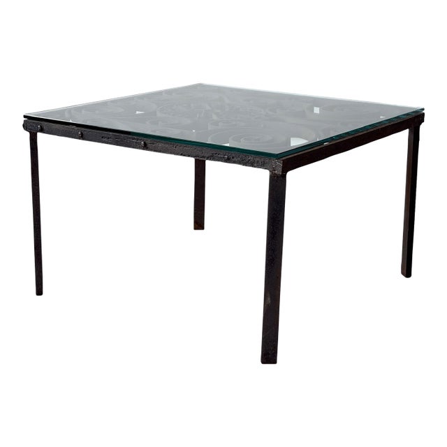 Mid 20th Century French Wrought Iron Forged Coffee Table For Sale